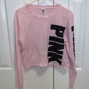 VS Pink logo cropped long sleeve